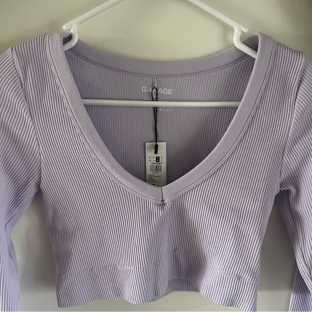 Garage Lavender Ribbed Crop Top - Picture 2 of 4